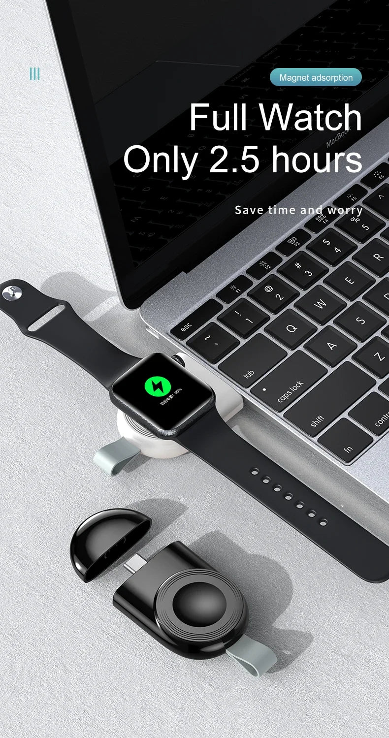 Mini Magnetic Wireless Charger Dock For Apple Watch series 8 7 6/5/4/SE/3/2 Portable Wireless Charging Cable Charger For iwatch
