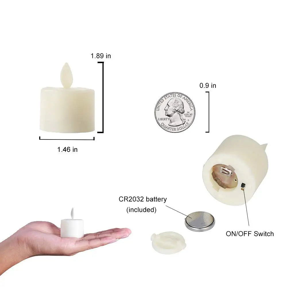 3/6/12 Pieces Warm White Moving Wick LED Tea Light Candles,Decorative Church Religious Wedding Christmas Candles