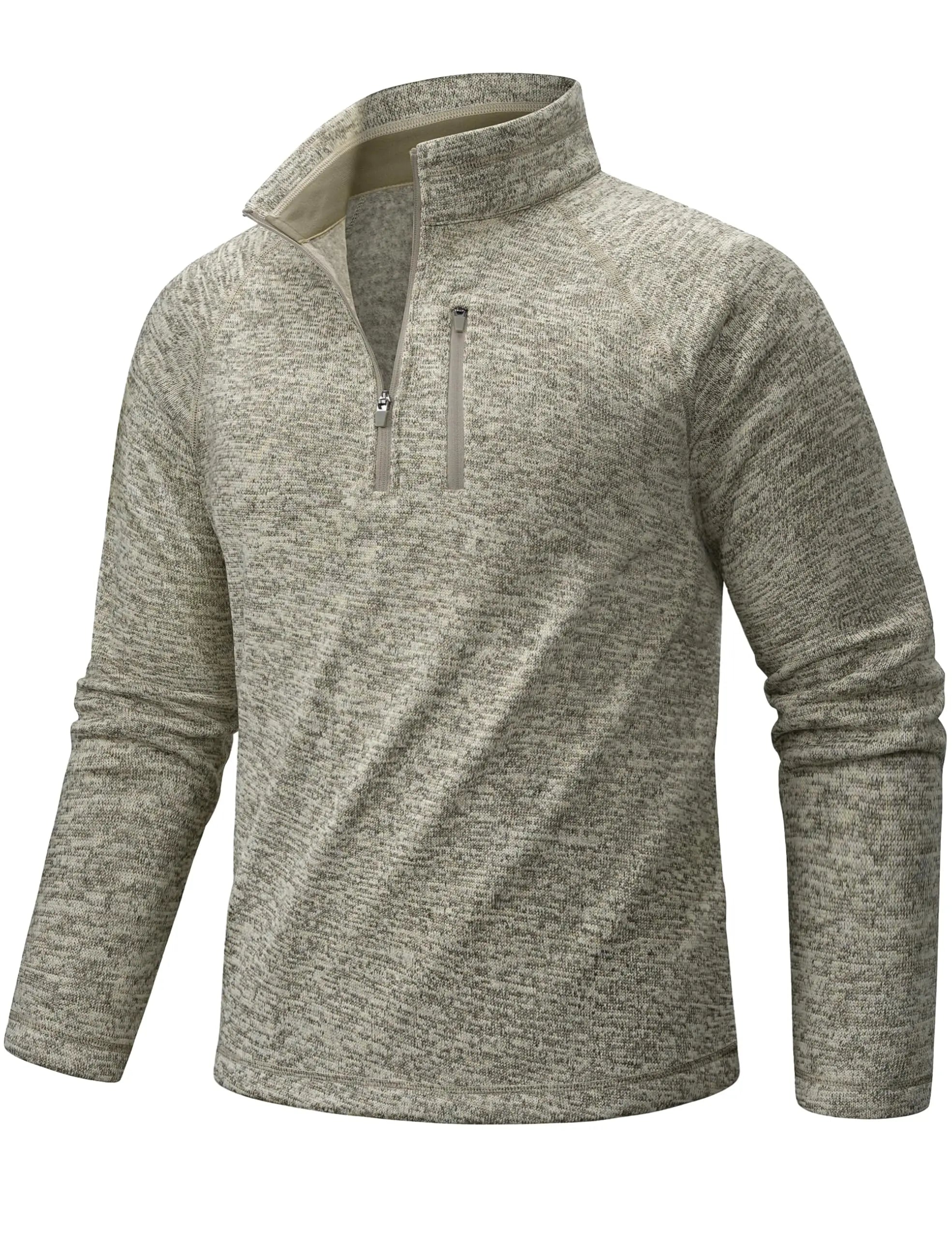 TACVASEN Men's Quarter Zip Pullover Long Sleeve Thermal Fleece Sweater Lightweight Casual Golf Sweatshirt with Zipper Pocket