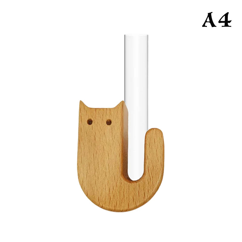Cat Whisker Vase Pet Whisker Vase Fridge Magnet Wooden And Glass Pet Hair Beard Collector Pets Souvenir Gift Home Decor