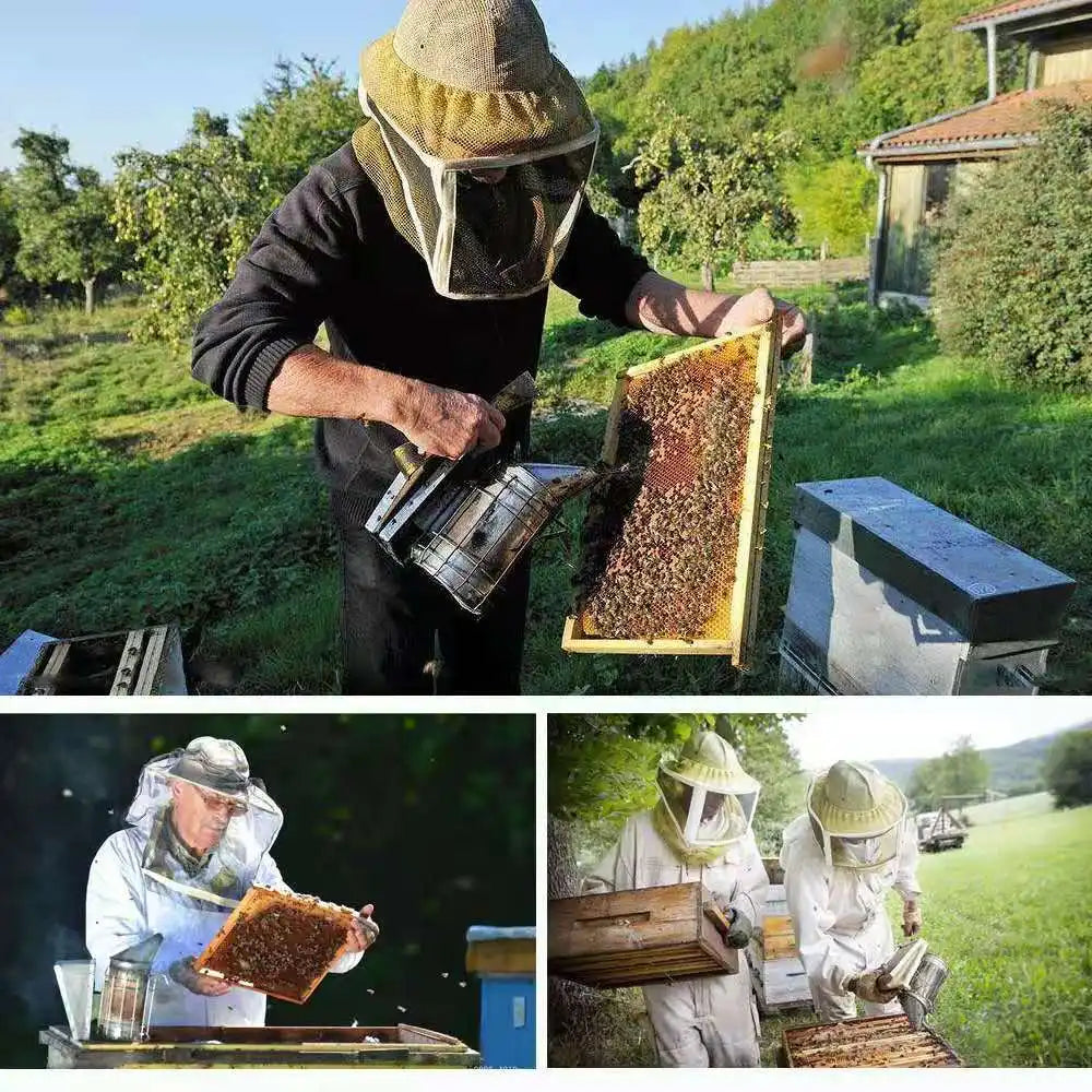 1 PC Stainless Steel Manual Bee Hive Smoker Transmitter Kit With Galvanized Sheet Beekeeping Tool Apiculture Smoke Sprayer