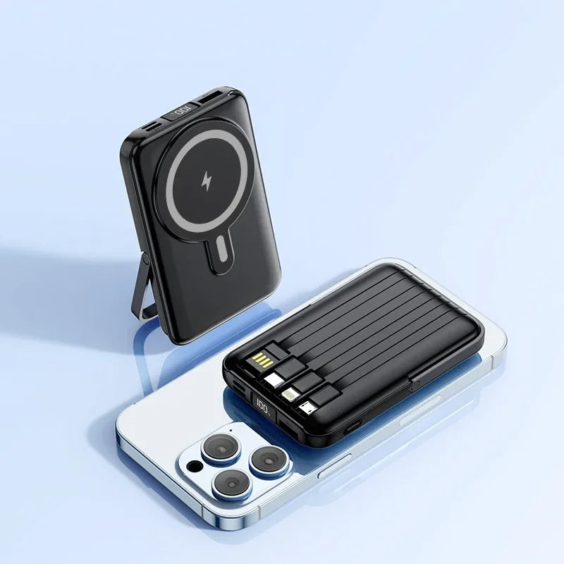 PD 22.5W Fast Charging Power Bank 20000mAh Magnetic Wireless Charger for iPhone 15 14 Samsung Xiaomi Powerbank Built USB C Cable