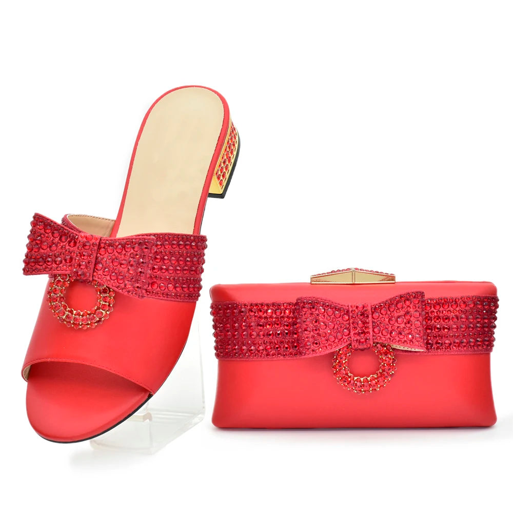 Rhinestone Matching Shoes and Bag Set