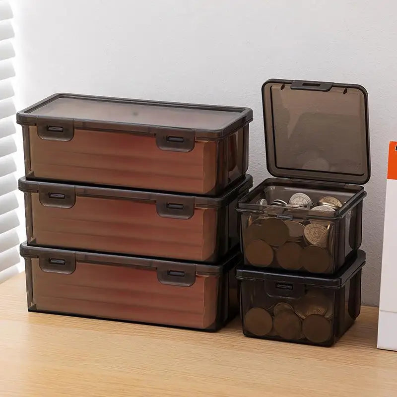 Black Desk Organizer Transparent Plastic Storage Box With Lid For Pens Pencils Markers School Supplies & Office Organization
