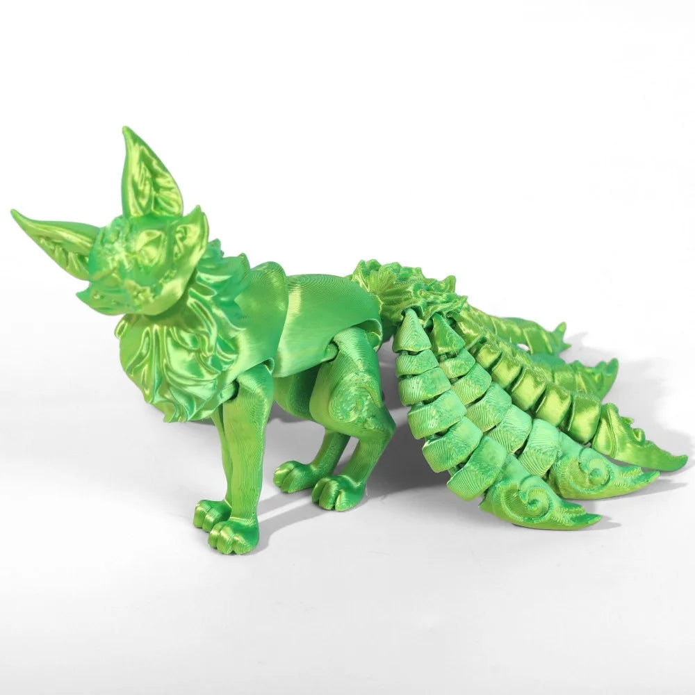 PLA 3D Printed Fox Model Multi-jointed Movable Fine-tailed Fox Doll Multicolor Articulated Animal Figurine Desktop Decoration