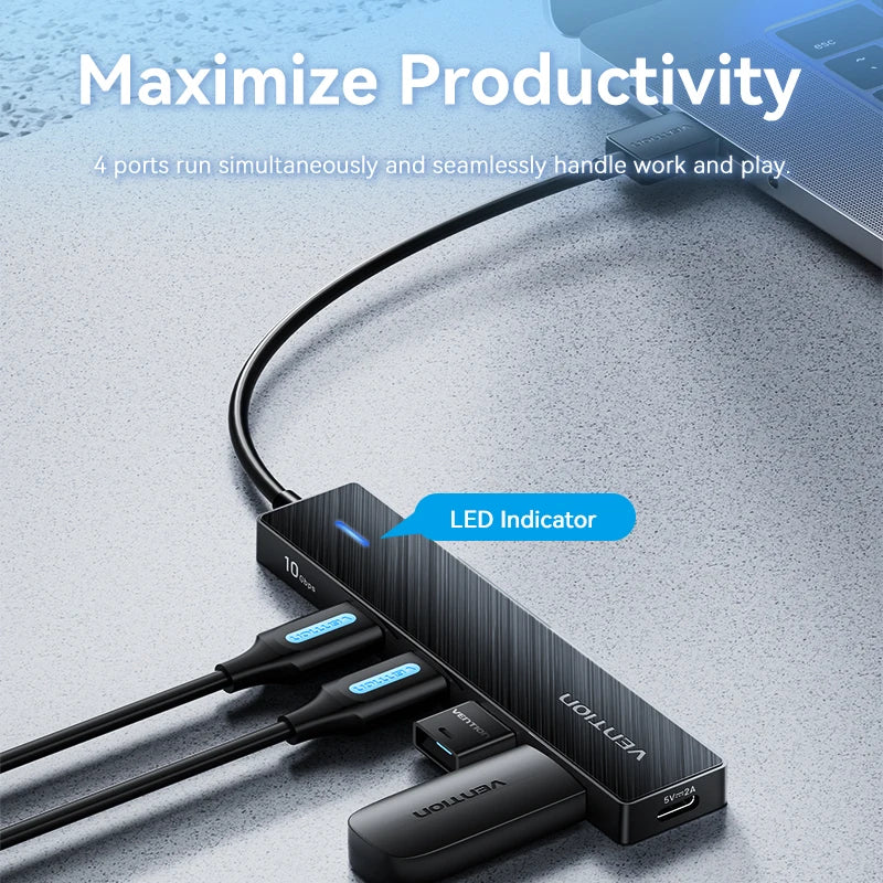 Vention Usb Hub 4 Port ABS Hub USB 3.2 10gbps for Laptop Multi
