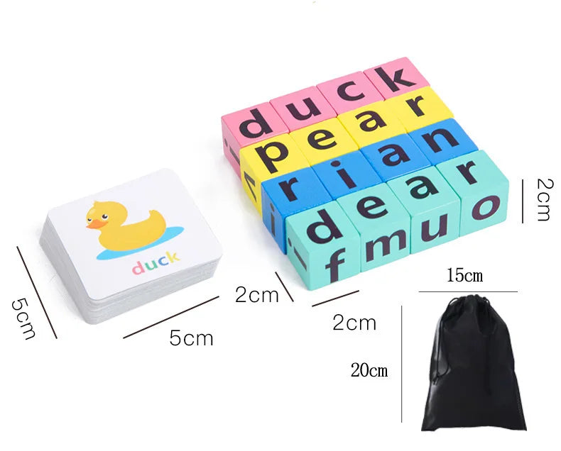 Letter Spelling Block Flash Cards Game English Words Early
