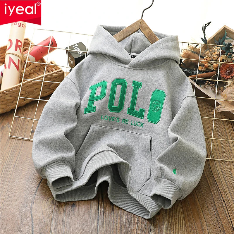 IYEAL Kids Clothes Boys  Children's Long sleeved Letter Hooded Sweatshirt Kids Casual Clothing Boys Spring New Hooded Sweatshirt