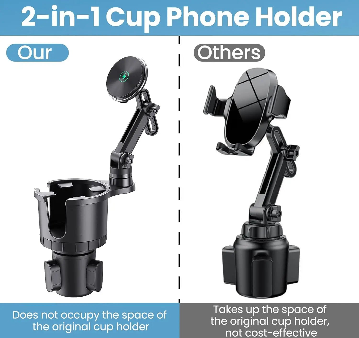 Car phone holder, multifunctional car cup holder suction, mobile phone navigation holder, magnetic wireless charger
