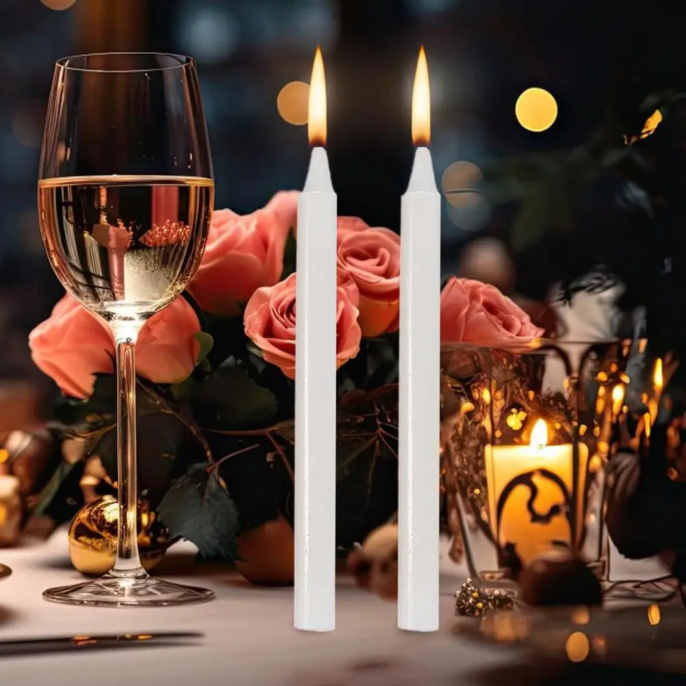10pcs Unscented Mini Taper Candle Red/White Home Emergency Candles For Christmas Decoration Dinner Wedding Blessing Celebrations