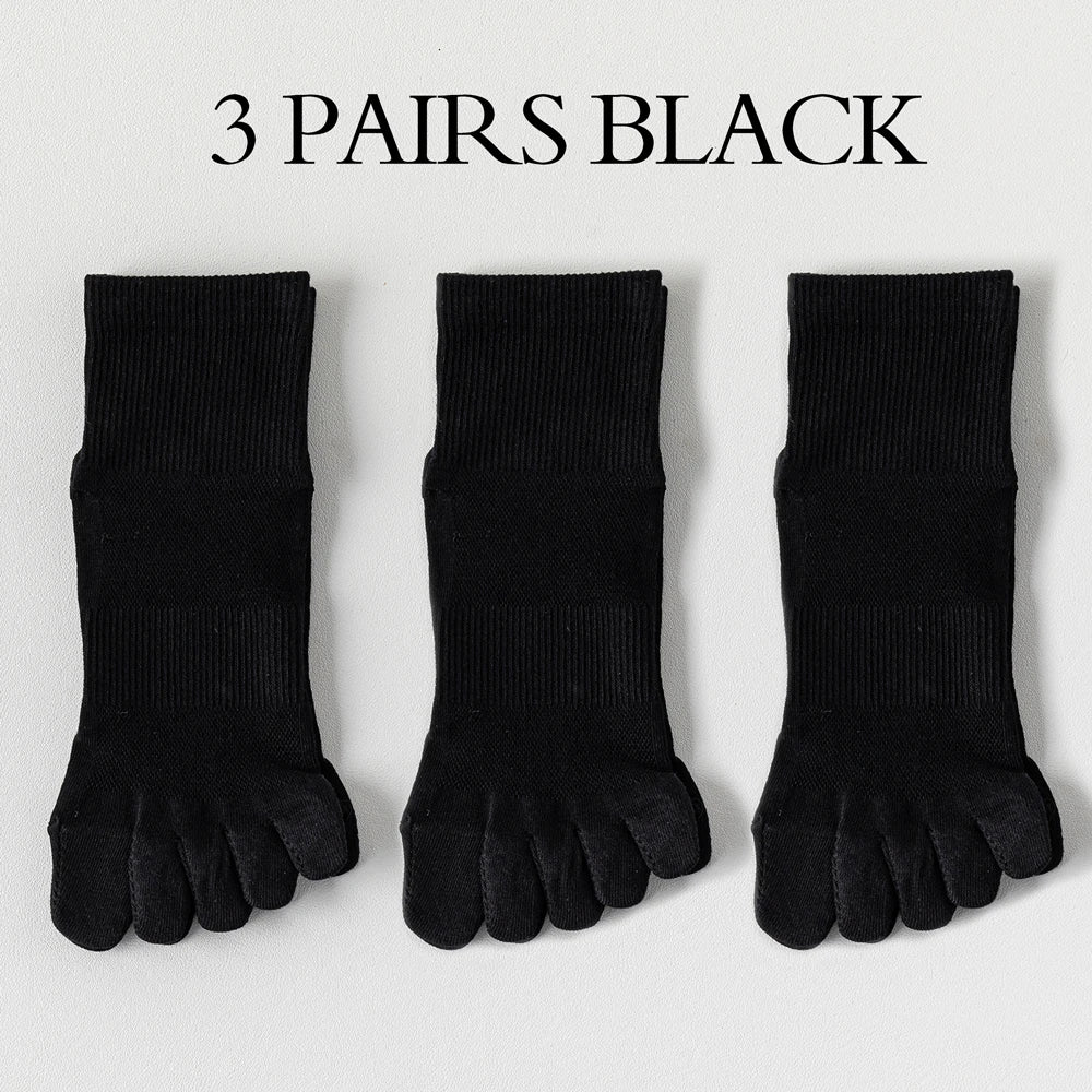 3 Pairs Women's Summer Toe Separator Socks - Pure Cotton, Antibacterial Anti-Odor, Breathable Mesh Design for Fungal Protection