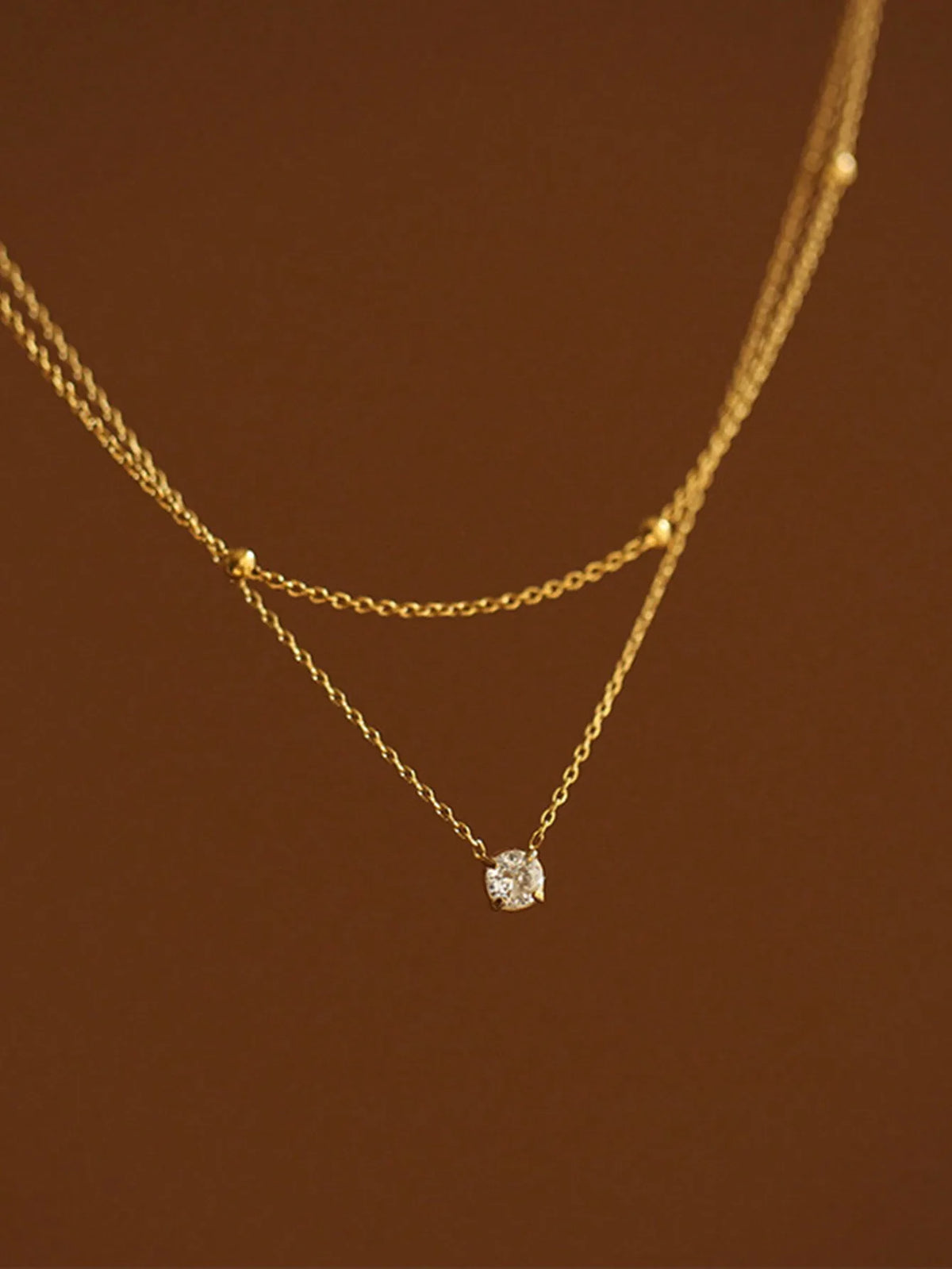 1pc Double Layer Rhinestone Chain Necklace Stainless Steel Women's Minimalist Jewelry for Everyday & Formal Events Gift