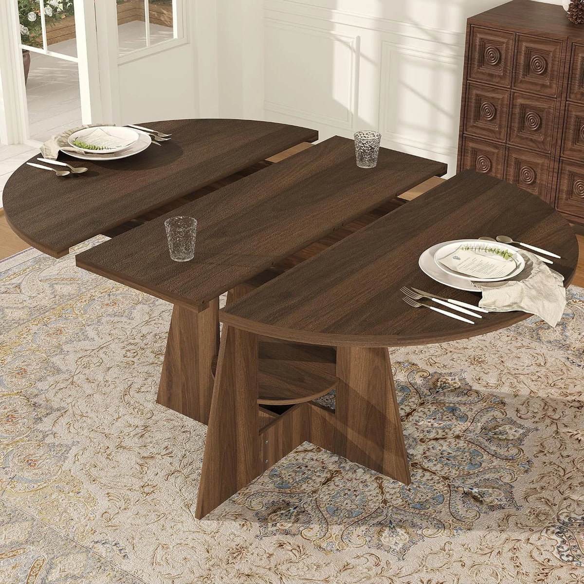 43.3-59 Inch Extendable Round Dining Table