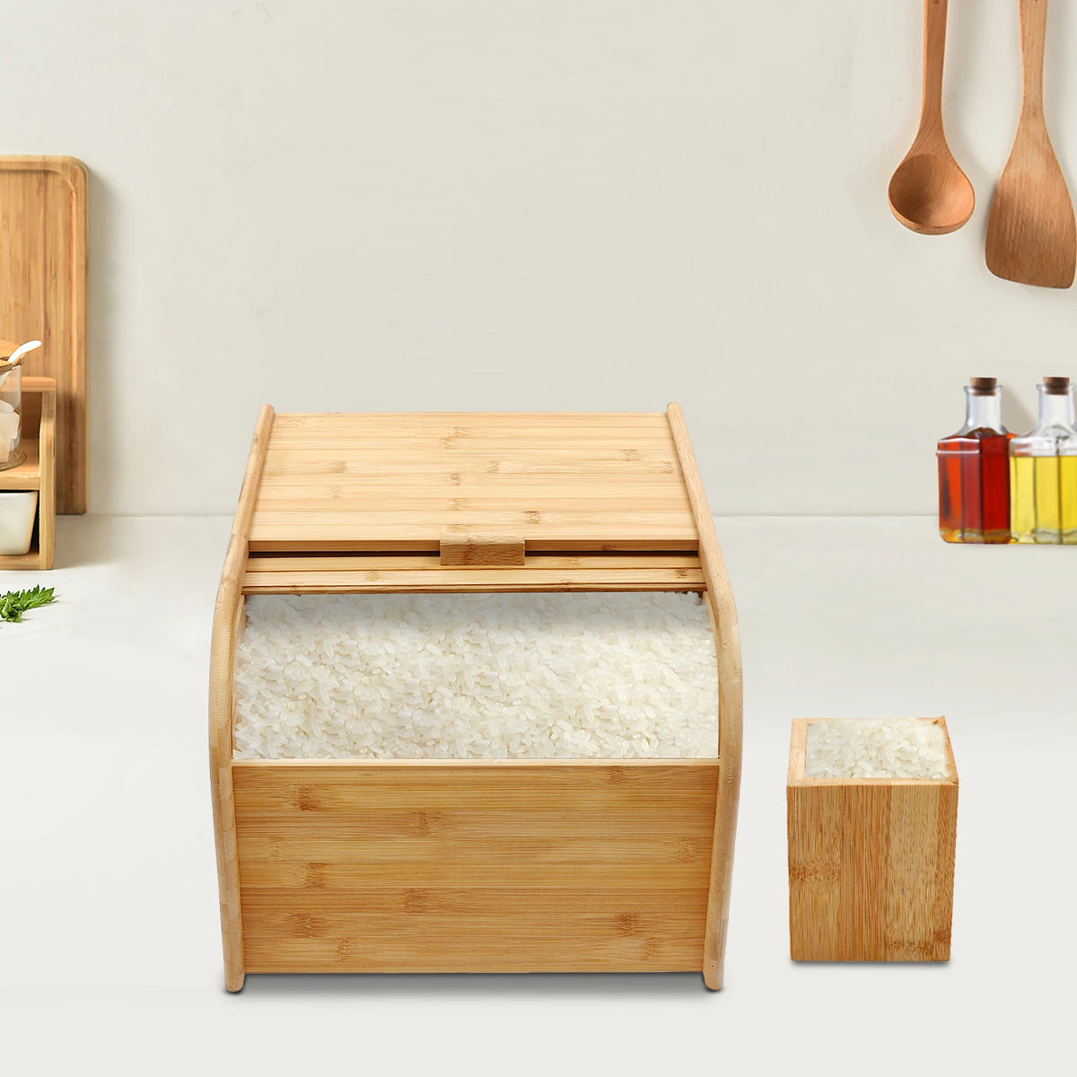 15KG Rice Storage Container Large Capacity Bamboo Food Container