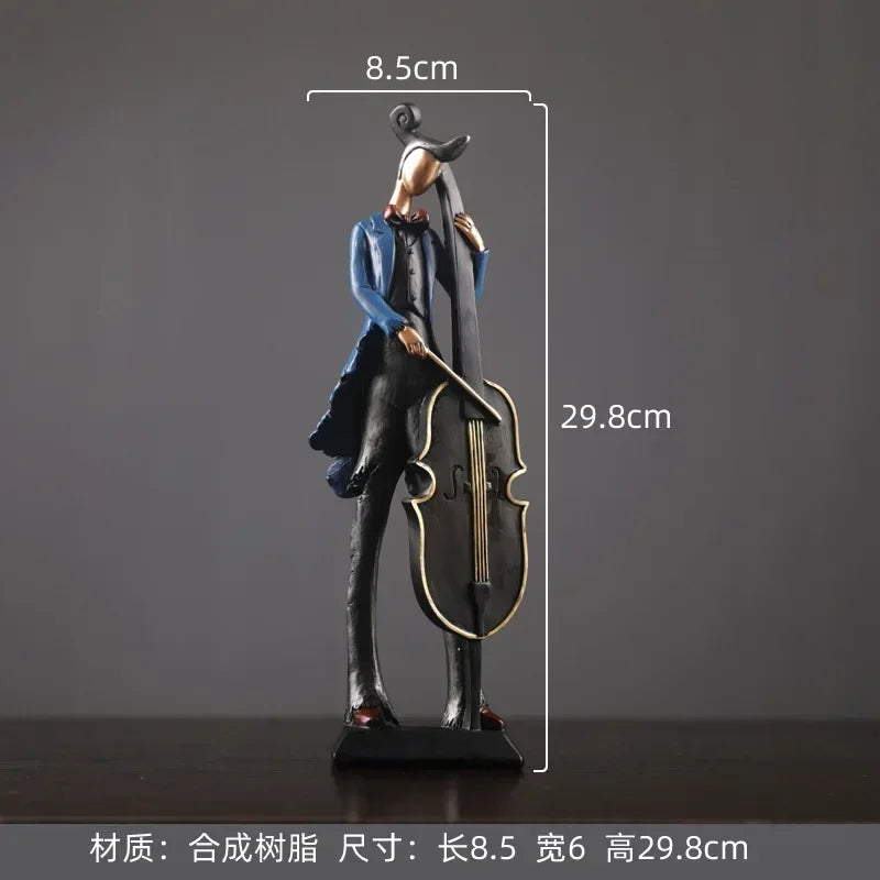 Vintage Play An Instrument Band Decoration Art Character Model Statue Creativity Figurines For Interior Desk Accessories Crafts