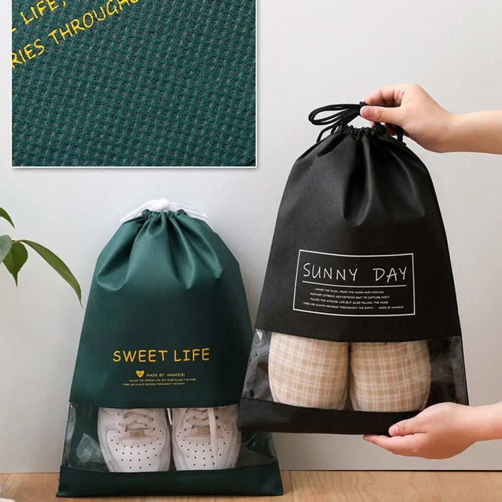 Dust-Proof Shoes Storage Bags Moisture-proof Transparent Drawstring Bag Non-Woven