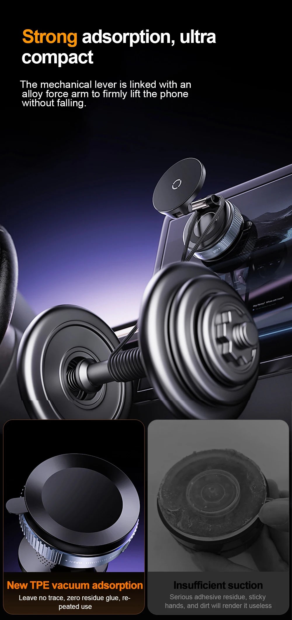 New Magnetic 15W Wireless Charger Car Phone Holder 360 Degree Rotation Foldable Suction Cup Navigation Phone Holder Bracket