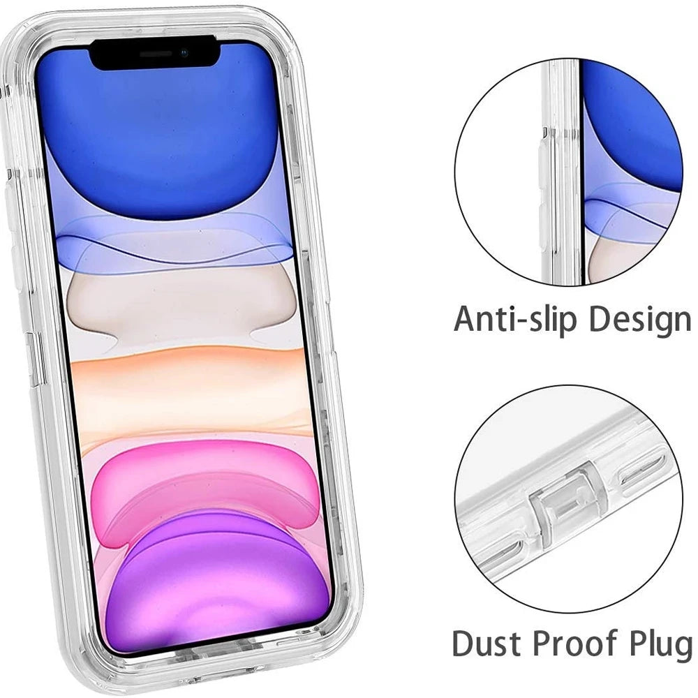 Military Level Heavy Duty Hard 3IN1 Transparent Shockproof for