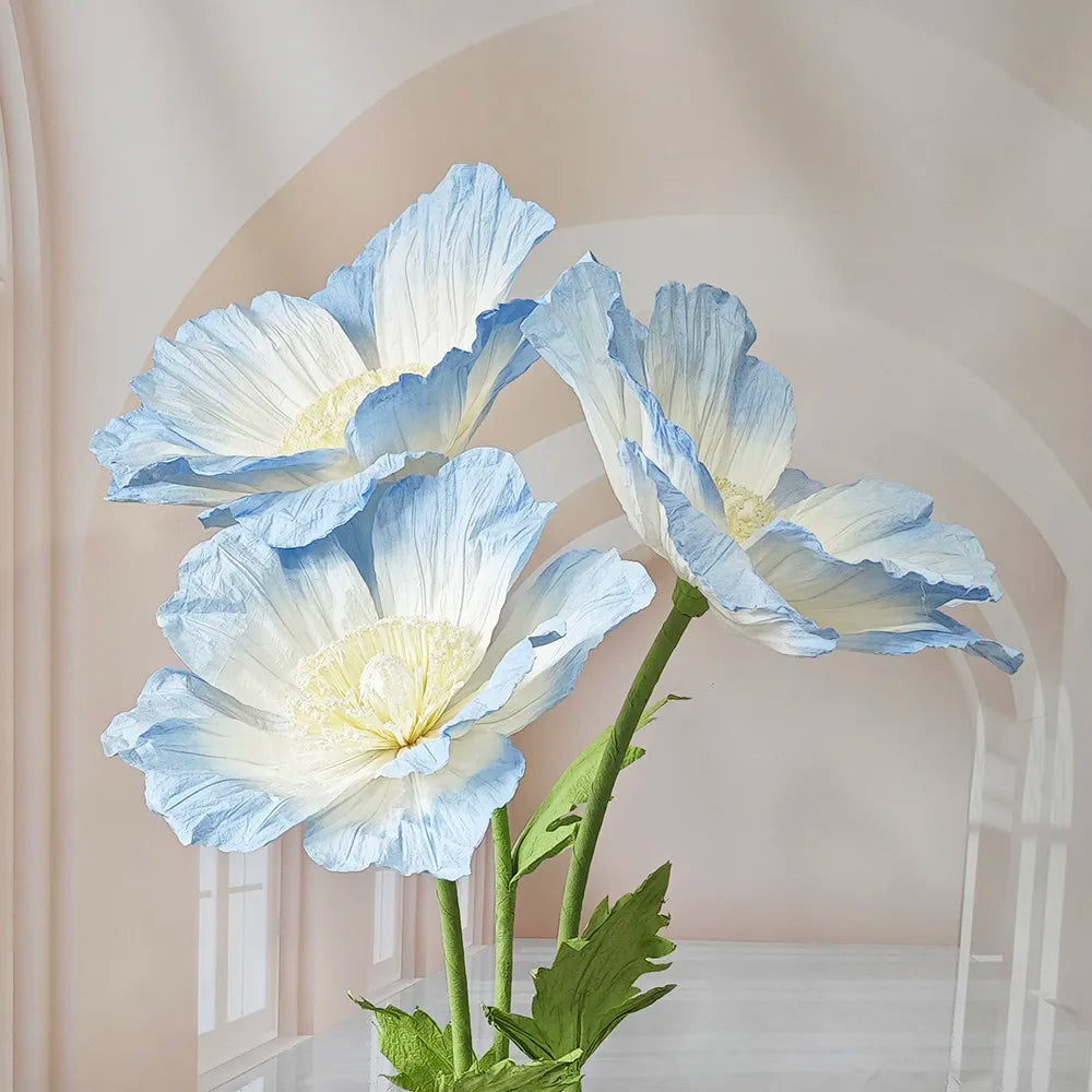 Wedding Props Artificial Giant Poppy Paper Flower Wedding Road Guide Floral Birthday Party Backdrop Decor Stage Window Display