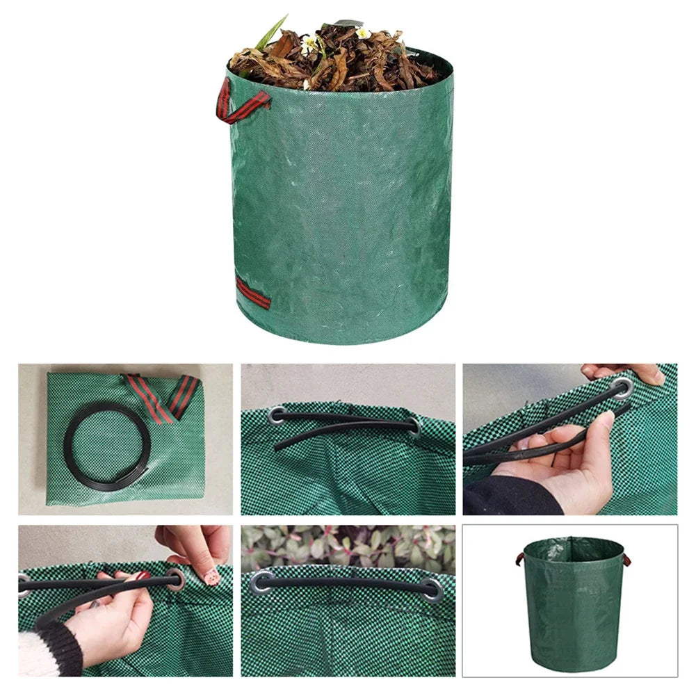 120L-500L Waterproof Large Capacity Leaf Sack, Yard Waste Collection Storage Container for Garden Lawn Outdoor