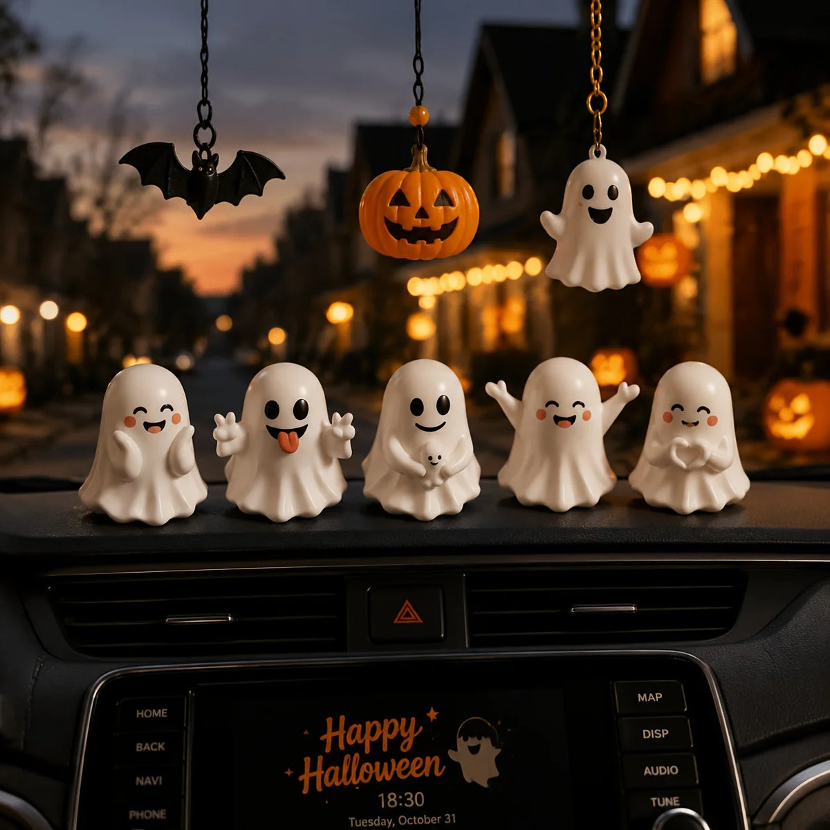 Cartoon Mini Ghost Resin Ornament Halloween Desktop Decoration Small Statues Party Atmosphere Creative Ornament