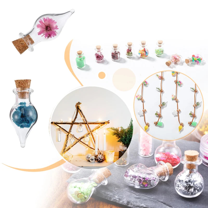 10-50Pcs Mini Glass Wishing Bottle With Cork Stoppers Clear Drifting Small Wishing Bottles For Wedding Party Home Decor Supplies