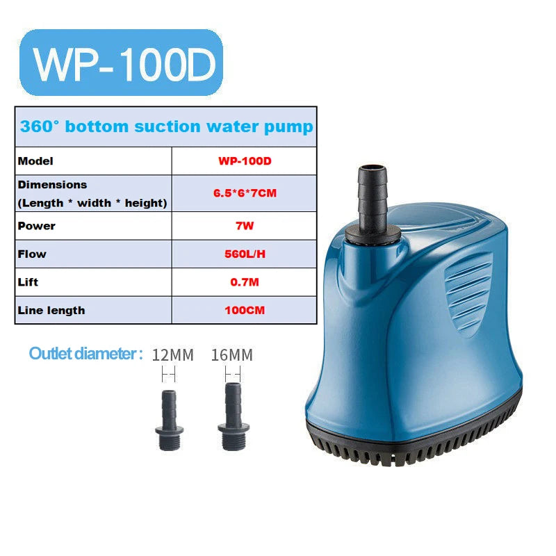 Submersible pump, low water level silent filtration circulation pump, small aquarium water pumping bottom suction pump