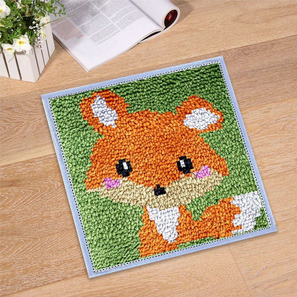 DIY Carpet Embroidery Set with Printed Pattern Cartoon Latch Hook Rug Kits for Adults Beginners Kids Crochet Needlework Crafts