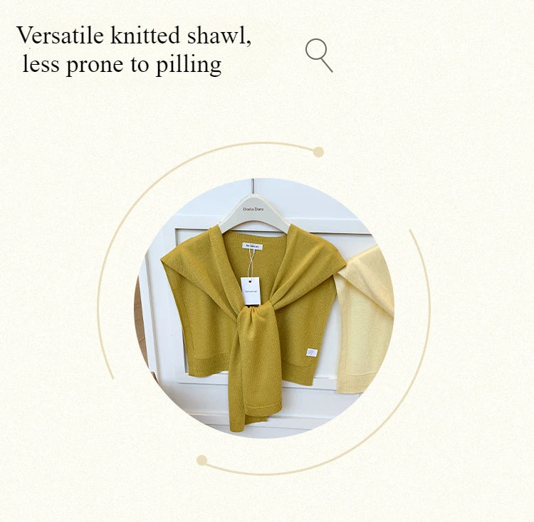 Korean Knitted Shawl Summer Fashionable Versatile Fake Collar Neck Guard Knotted Cape Shoulder Scarf Solid Color Scarve Women