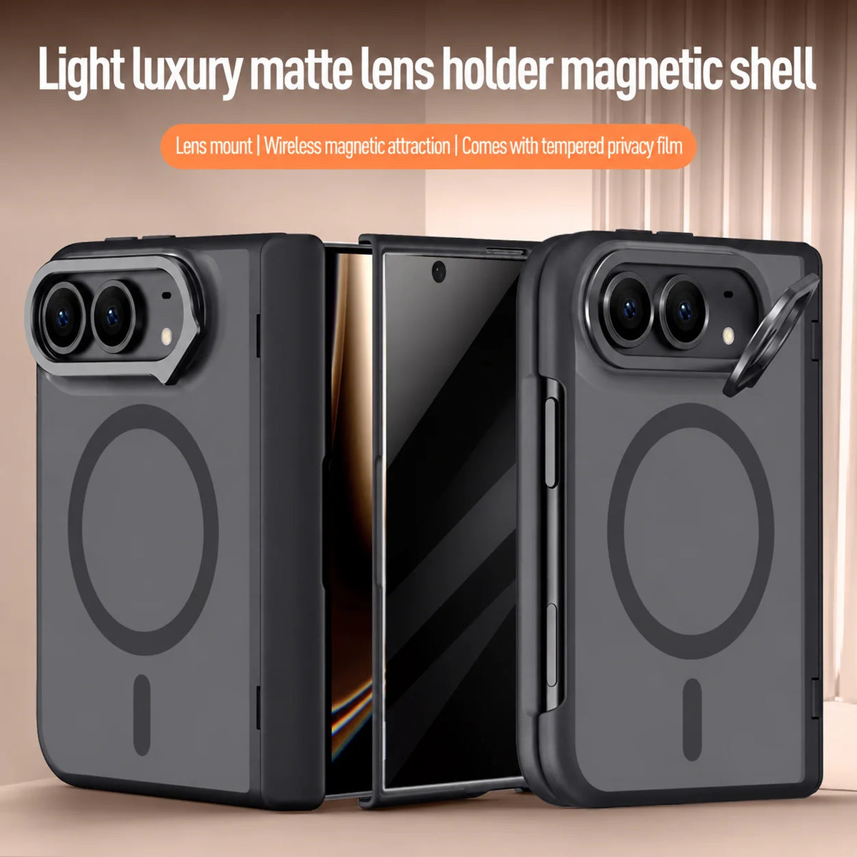 Cell Phone Accessories Privacy Glass Film Magneitc Hinge Case