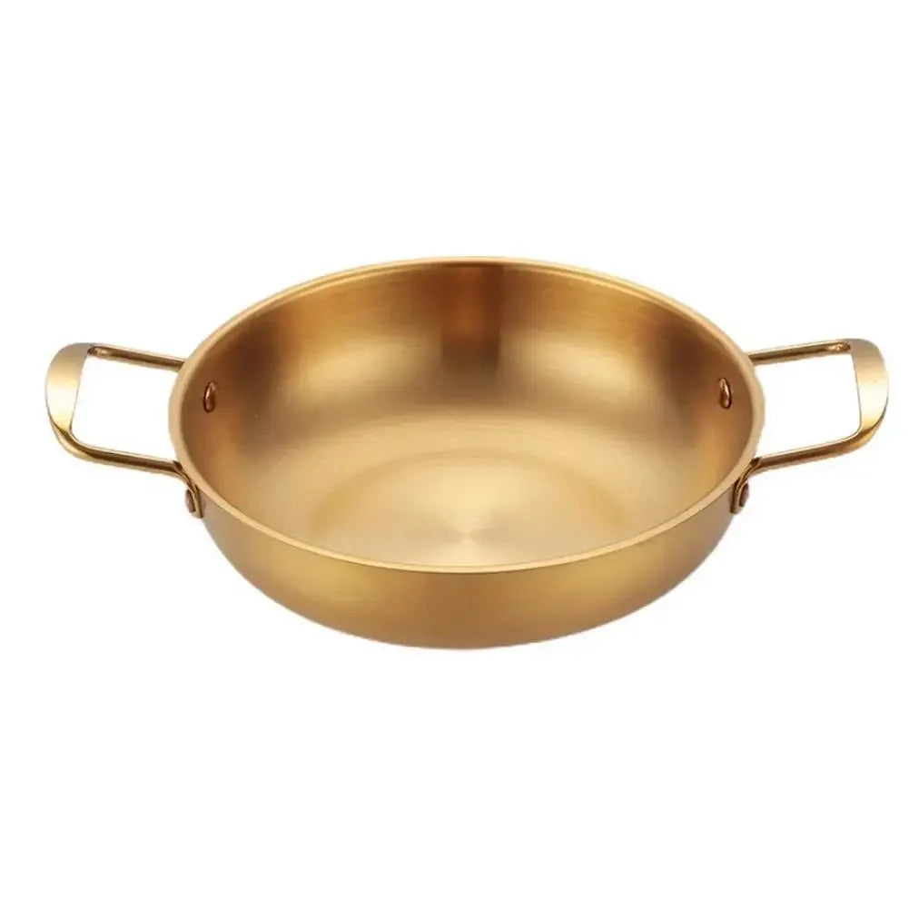 Stainless Steel Instant Noodle Pot Single Person Small Dry Double Flat Pot Seafood Ear Gas Bottomed Household Soup Pot Hotp W4Q0