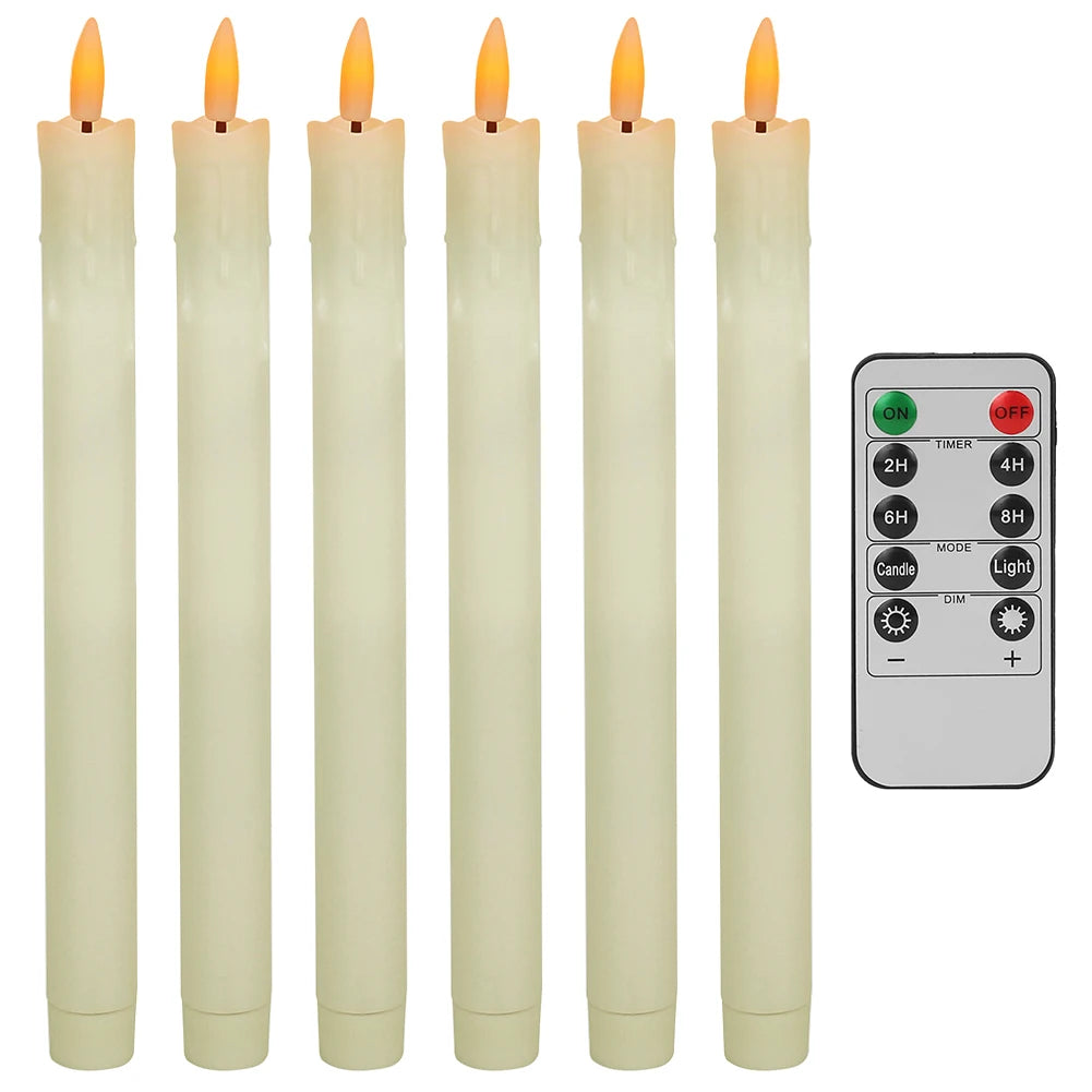 LED Flameless Taper Candles 6.5/11" Battery Operated Fake Flickering Candlesticks Electric Long Candles for Wedding Home Decor