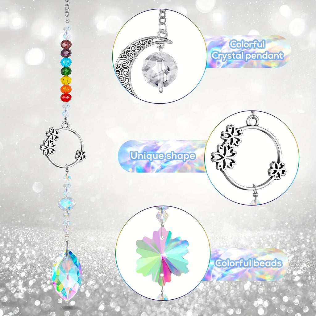7 Pieces Sun Catcher Crystals Colorful Hanging Prism Suncatcher Window Ornament Beads Chain Sphere Chandelier Pendants for Home