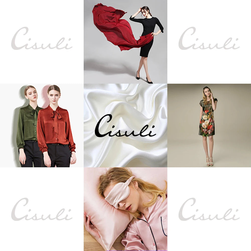 CISULI Pure Silk Stretch Satin Fabric,16momme,Width 140cm,Silk Lycra,Shirt and Dress Cloth Material