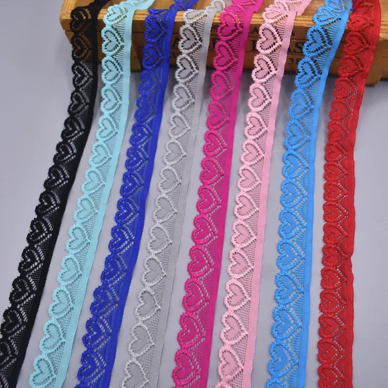 elastic lace ribbon Tape 18mm wide Trims heart-shaped stretch lace For Sewing decoration african lace fabric
