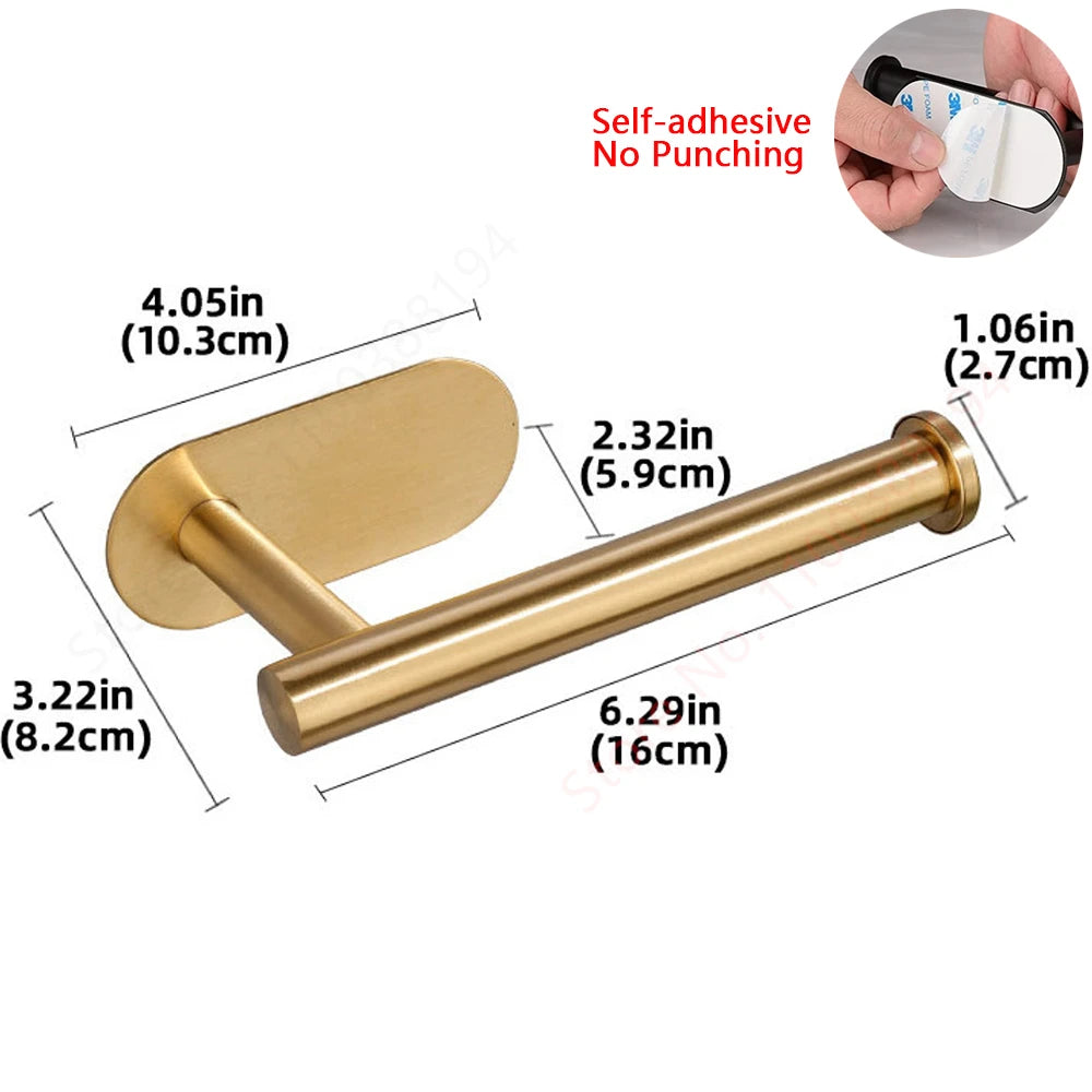 Hanging Paper Roll Towel Holder Bathroom Toilet Storage Stand Kitchen Organizer Napkin Rack Stainless Steel Adhesive Wall Mount