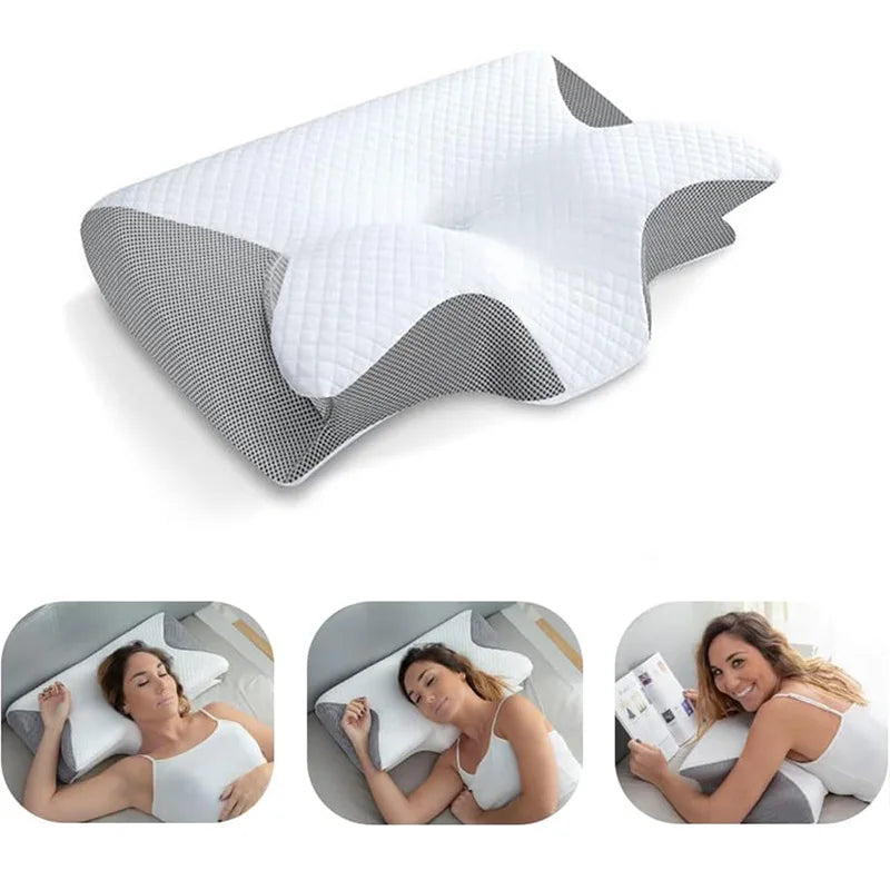 2025 New Butterfly Sleep Memory Neck Pillow Slow Rebound Memory Foam Sleep Pillow Cervical Orthopedic Neck Massage Bed Pillow