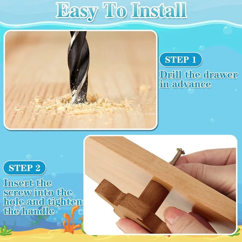 Wooden Children's Cabinet Handle Wall Hooks Furniture Handles for Cabinets and Drawers Door Knobs Kitchen Wardrobe Door Handles