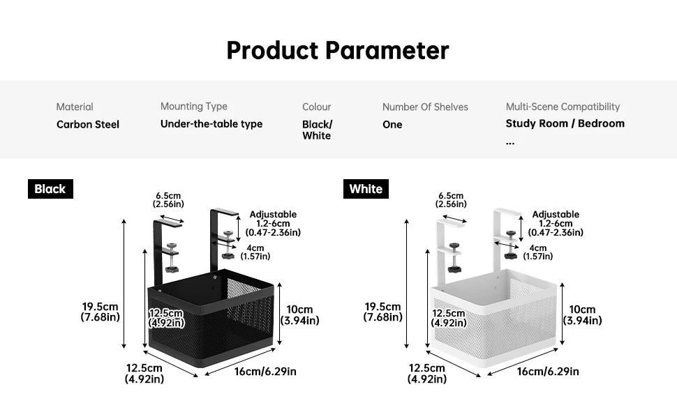 Under-Desk Storage Rack, Stationery Organizer, Gaming Desk, Desk Organizer, Under-Desk Hanging Basket, Box, Workstation Drawer