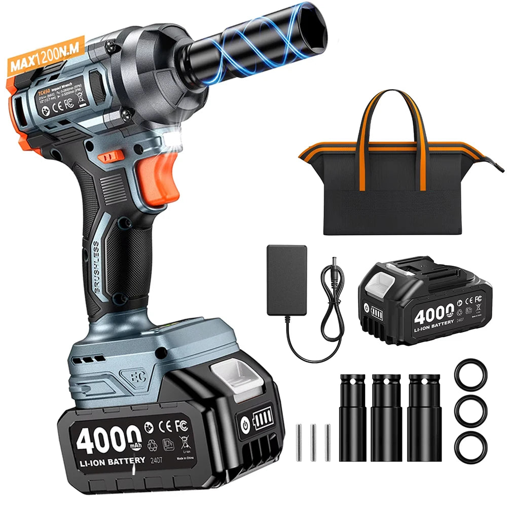 Taskstar 1200N.M Brushless Electric Impact Wrench Cordless Car Repair