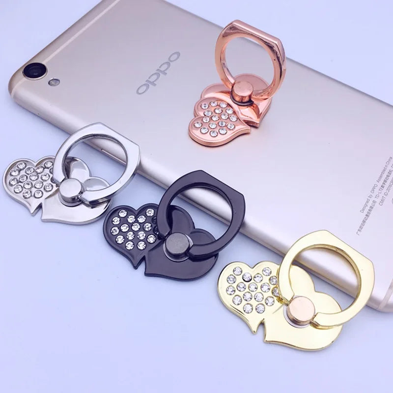 Mind Act Upon Mind Double Heart Phone Ring Holder
