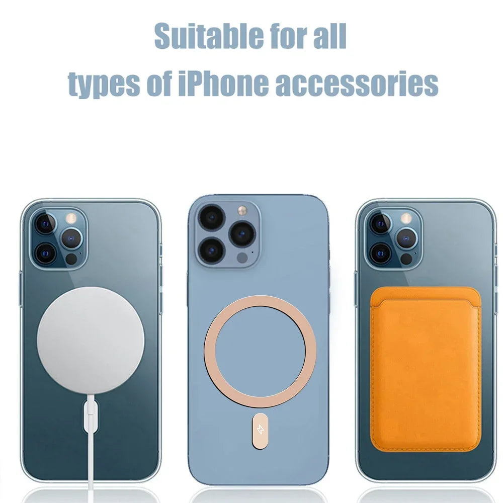 5-1Pcs Universal Metal Plate Ring for Magsafe Magnetic Wireless Charger Iron Sheet Sticker Car Phone Holder for IPhone 15 14 13