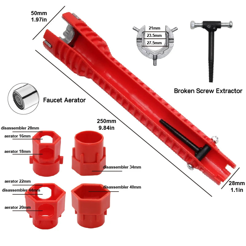 14-in-1 Sink Wrench Multi-function Faucet Wrench Broken Screw Extractor