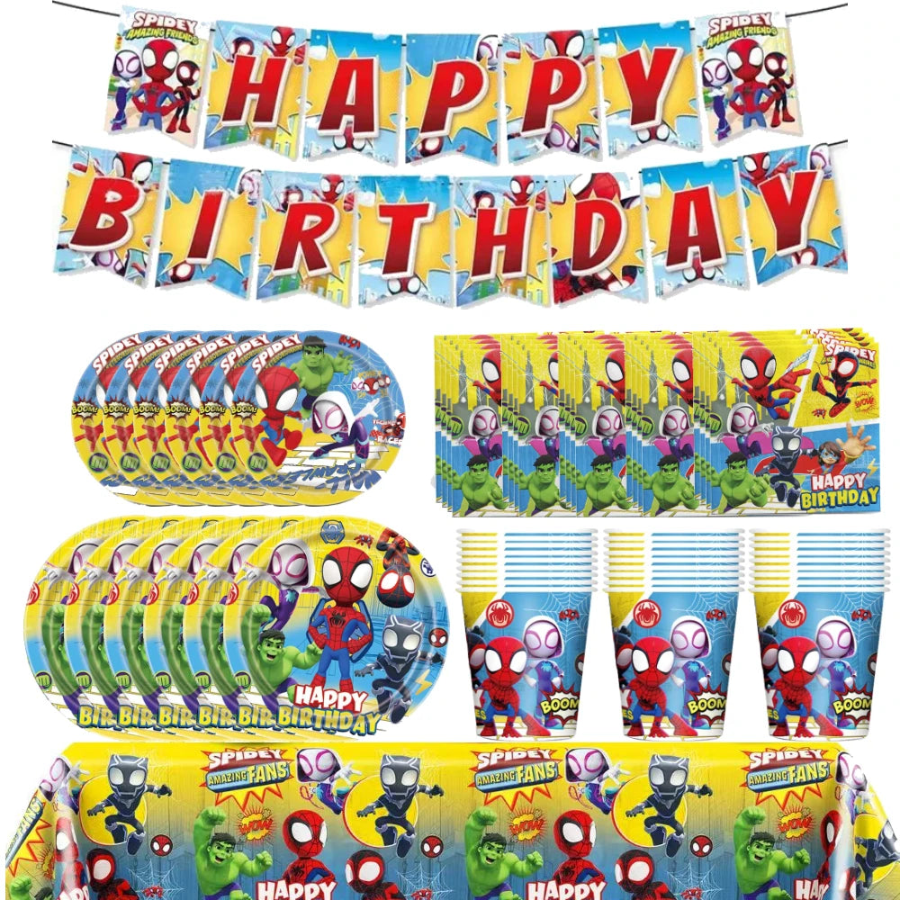 Spidey and Friends Kids Birthday Party Decor Set Disposable