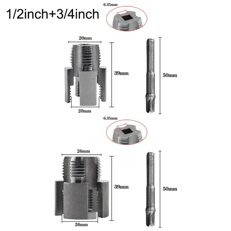 Pipe End Threading & Opening Tool - Handheld for 1/2" & 3/4" PPR/PVC, Creates Threads for Fittings & Opens Path for Wires/Cables