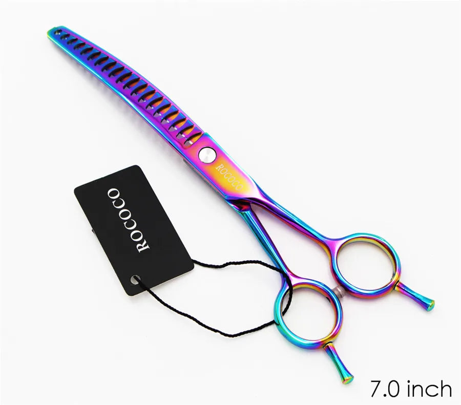 Professional 8 inch 7 inch 6.5" High Quality Pet Dog Grooming Scissors Curved Shark Thinning Shears Cat Dog Barber Scissors