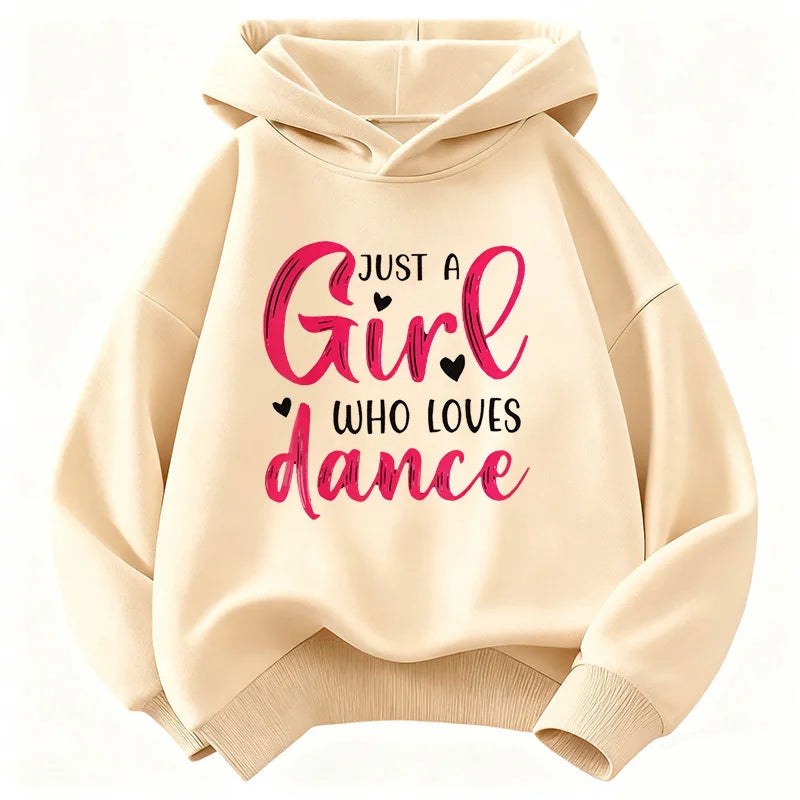 Y2k Just A Girl Who Love Dance Letter Printed HoodieChildren's Sweatshirt Hoody Girls Autumn Winter Casual Hoodies