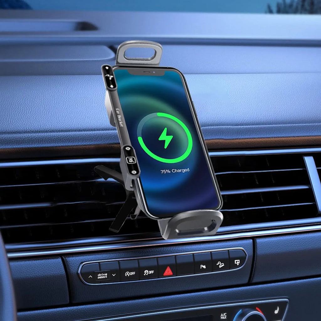 2 in 1 Car Air Vent Wireless Charger Phone Holder 15W Fast Charge Double Coil Mount for iPhone Foldable Phone Tablet Navigation