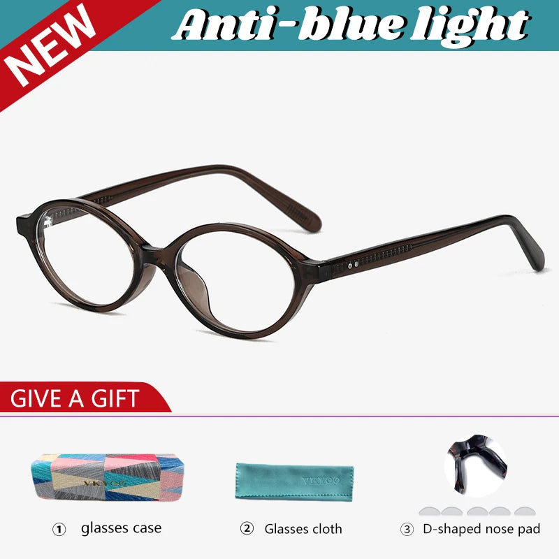 VICKY Fashion Delicate Oval Small Myopia Frames Women Reading Glasses Anti-Blue Light Customizable Prescription Glasses K9142
