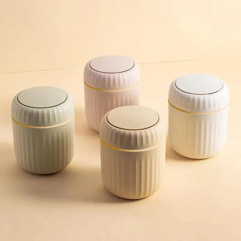 Mini Desktop Trash Can Press Type Covered Desktop Trash Can Bedroom Office Desk Desk Organizer Storage Bin Home Plastic TrashCan